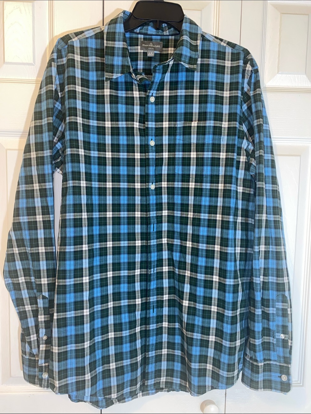 L.L. Bean Blue and Green Plaid Button-Down Shirt